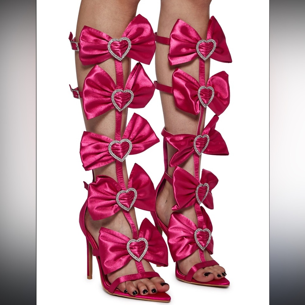 Cape Robbin Hot Pink Bow Knee-High Heels
